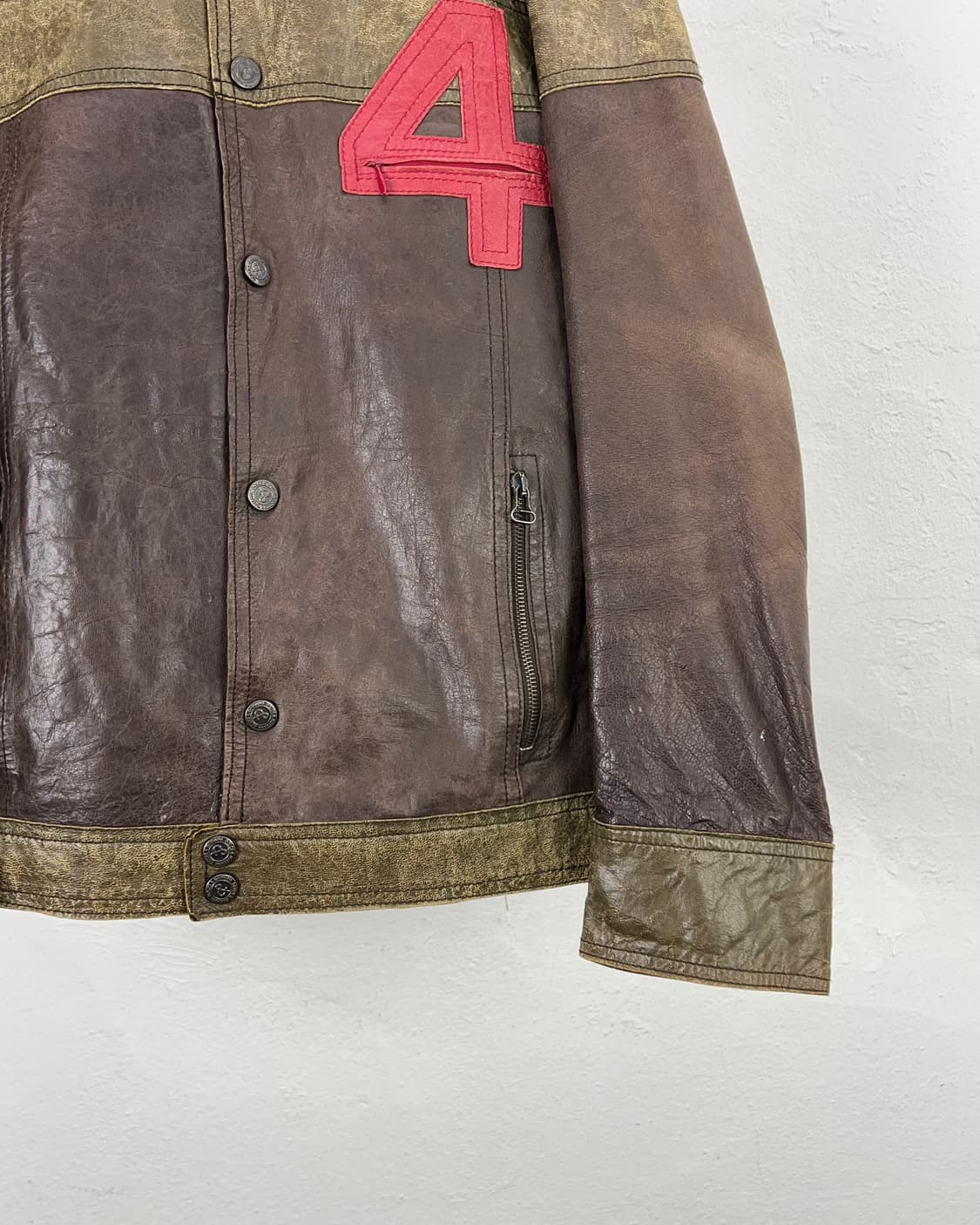 돌체 앤 가바나 브라운 아플리케 스트라이프 펠레 레더 스냅 버튼 자켓 상품이미지5