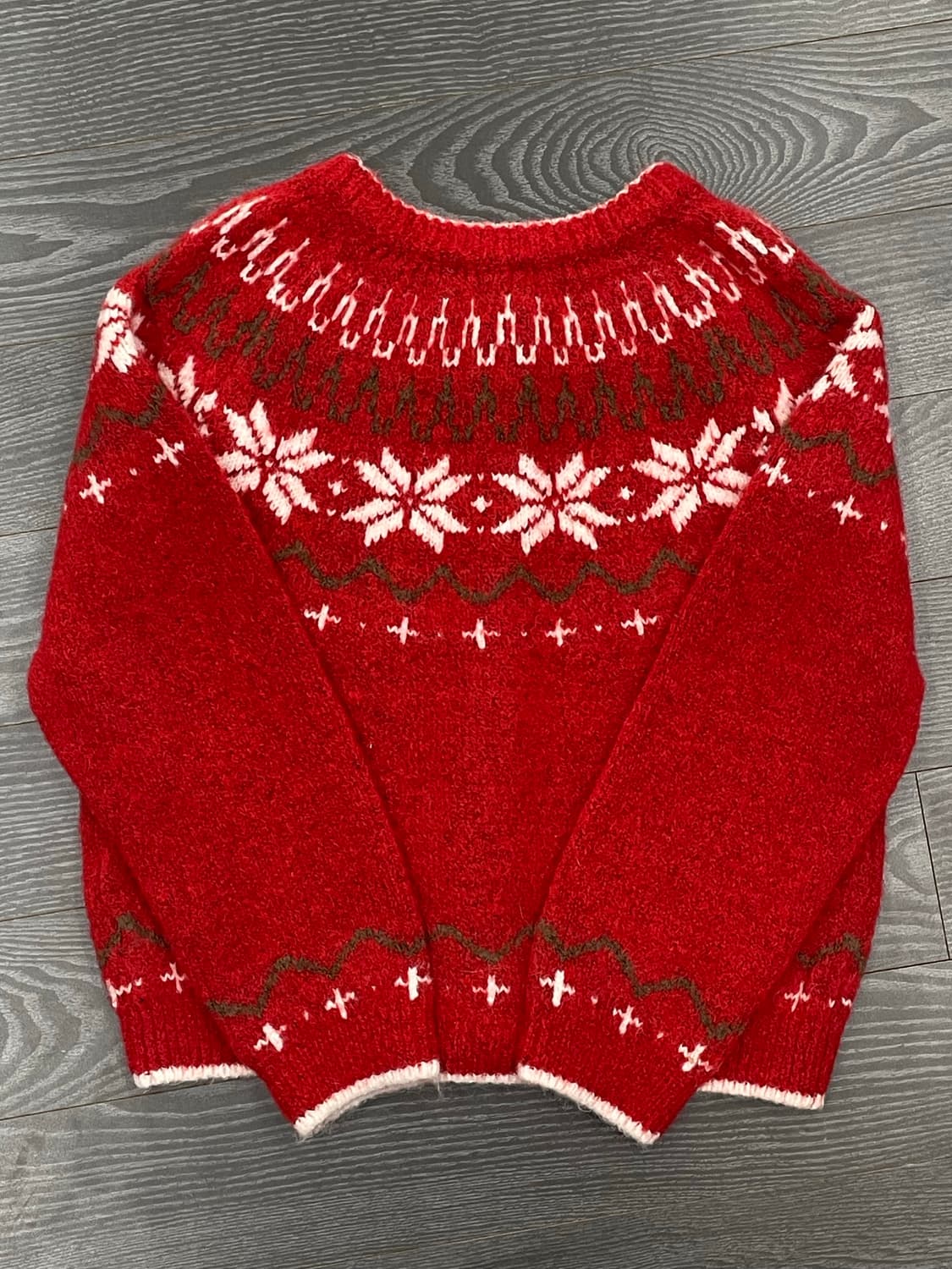 제너럴 아이디어 general idea 울 노르딕 더플 가디건 레드 상품이미지4