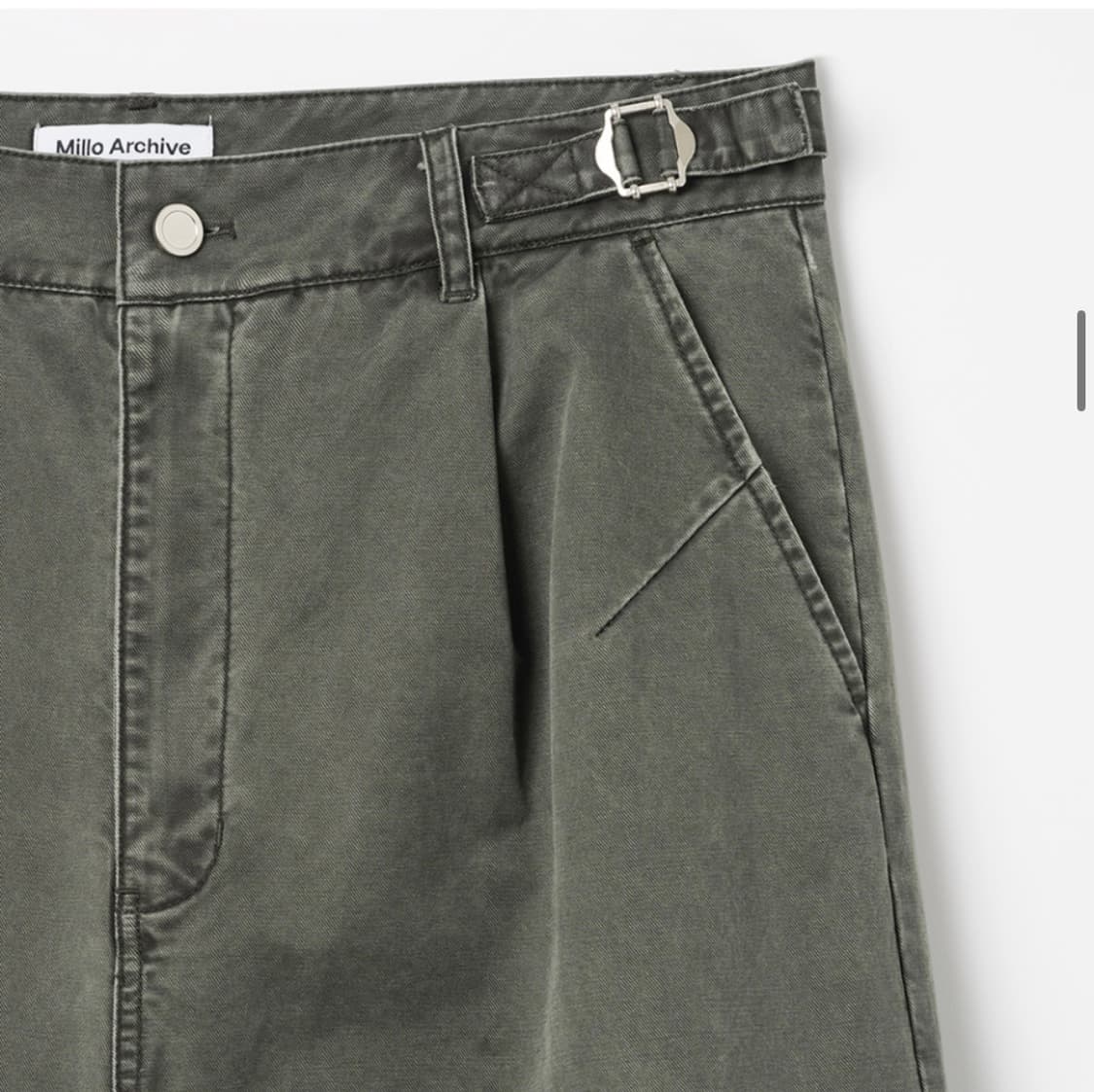 새상품) 밀로 가먼트 가먼트 워시드 실루엣 팬츠 M [카키 그레이] 상품이미지3