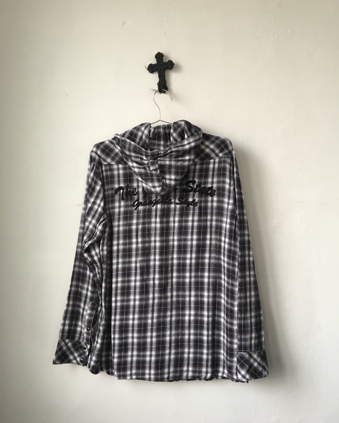 Purple check pattern hood shirt 상품이미지3
