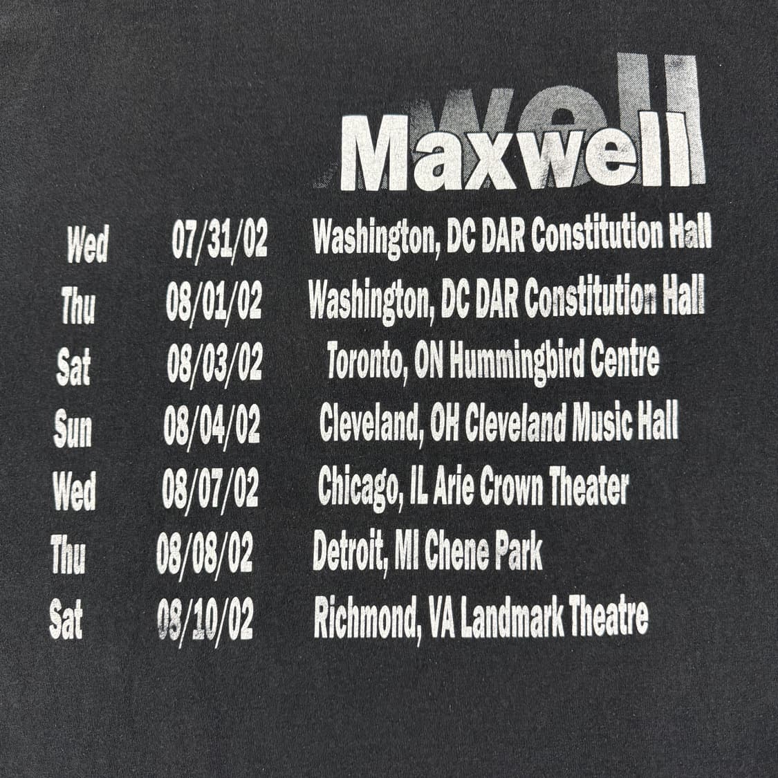 빈티지 2002 Maxwell 맥스웰 투어 티셔츠 상품이미지6