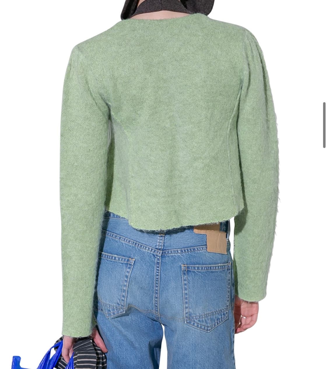 Perverze 우먼 리터치드 포켓 모헤어 블렌드 가디건 그린  상품이미지3