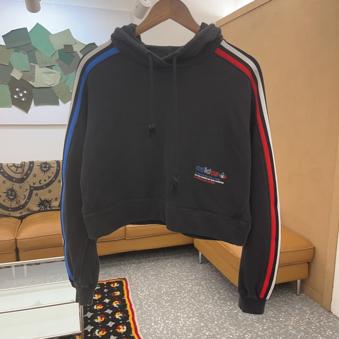 아디다스 키치 트라이컬러 백트레포일 크롭 후드티 M C08099 상품이미지3