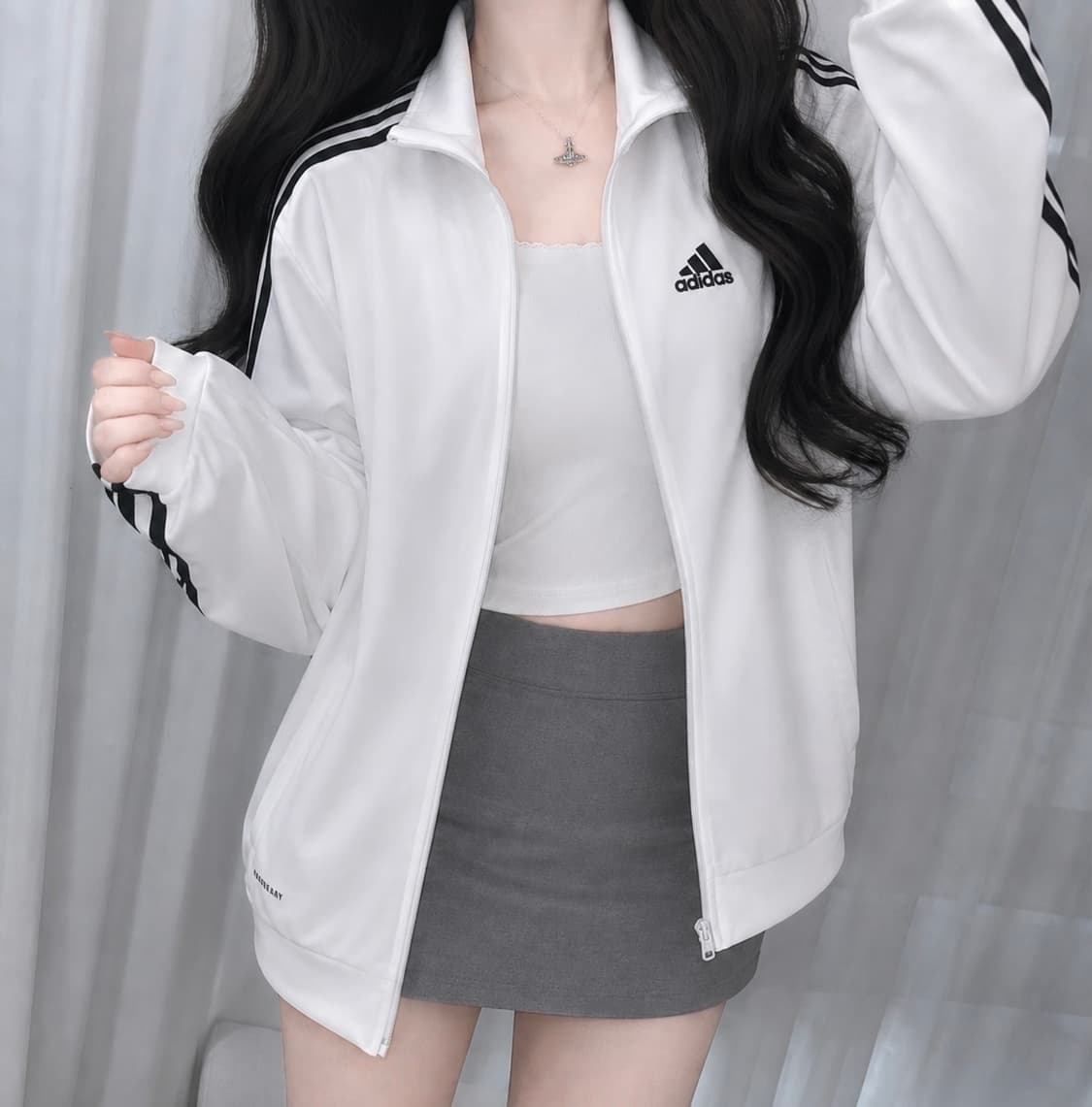 🐰아디다스 화이트 자수로고 데일리 져지🖤 상품이미지1