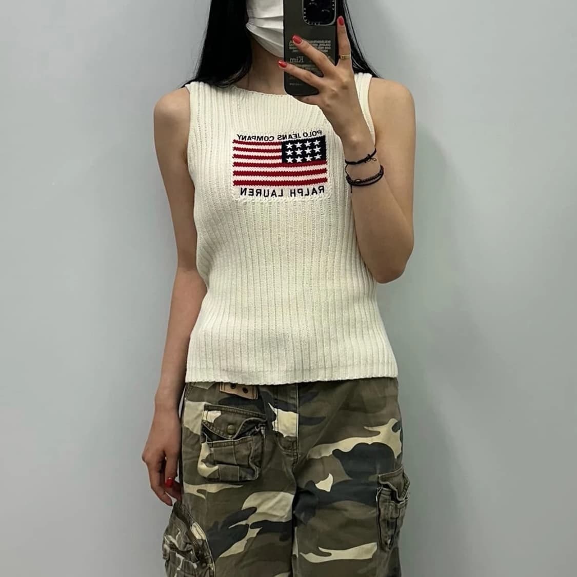 폴로진스 00's 성조기 니트 슬리브 리스 PN8355 상품이미지2