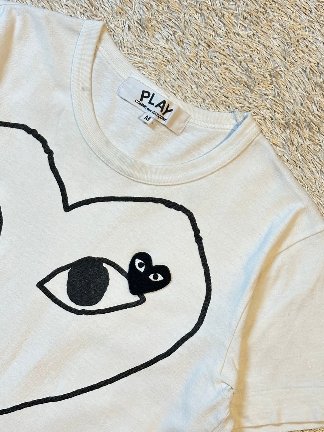 꼼데가르송 프린팅 블랙 하트와펜 반팔 티셔츠 화이트 상품이미지2