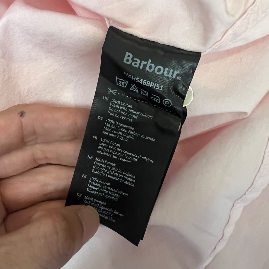 Barbour 바버 포플린 크레스트 핑크 반팔 셔츠 M 상품이미지5