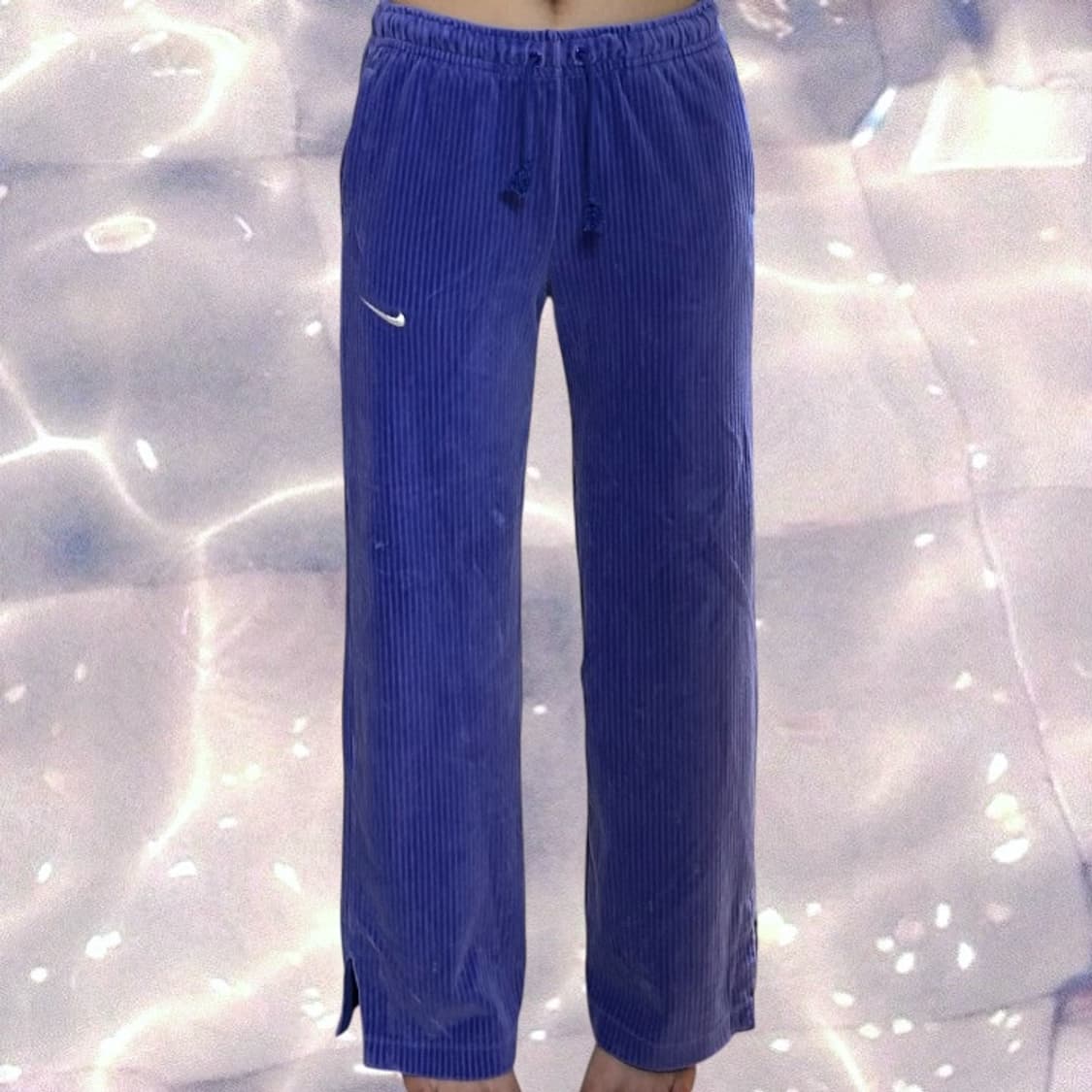 나이키 벨루어 벨벳 밴딩 와이드 팬츠 퍼플 보라 XS  상품이미지2