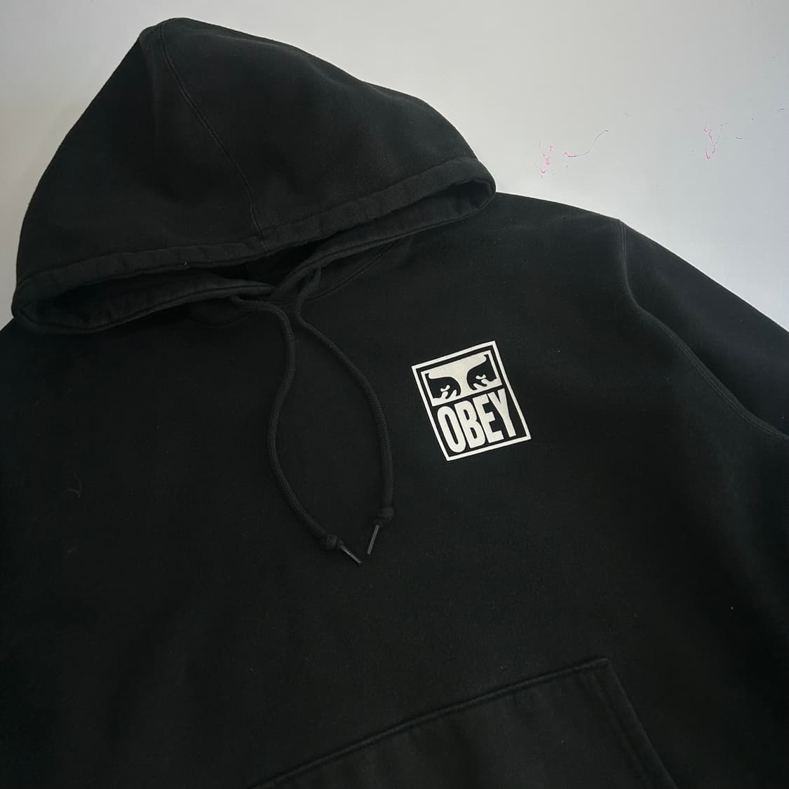 Obey 오베이 스몰로고 백로고 블랙 후드티 상품이미지5