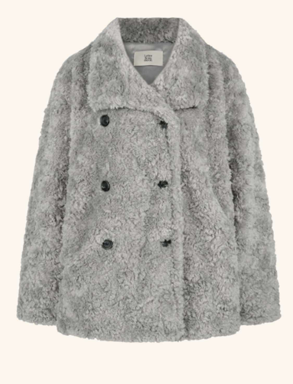 레터프롬문 더블버튼 퍼자켓 그레이 상품이미지1