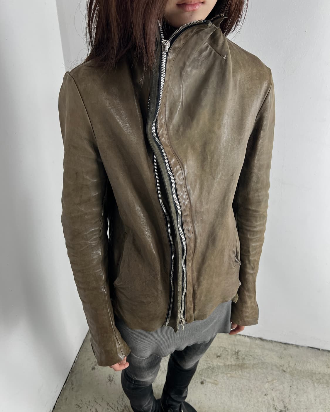 인카네이션 (Incarnation) 바이어스 더블 집업 레더 자켓 상품이미지1