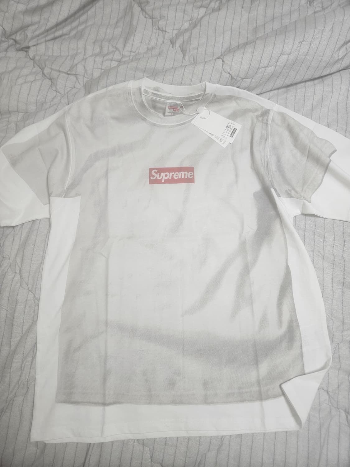 슈프림 x MM6 메종 마르지엘라 박스로고 티셔츠 화이트 -M 상품이미지2