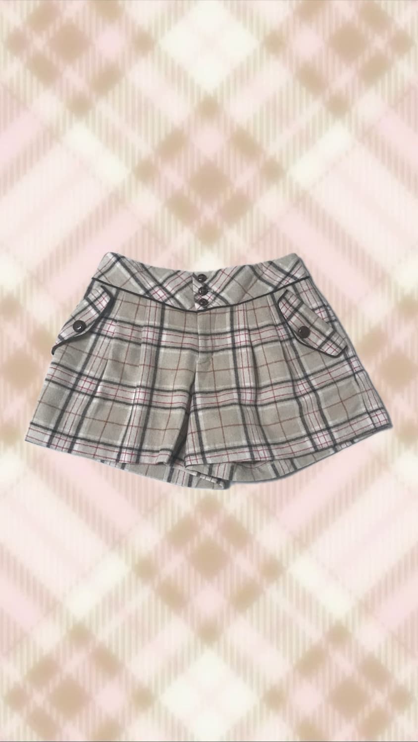 딸기초코 브라운 체크 큐롯 스커트 치마 라떼 히메 갸루 러블리 빈티지 상품이미지1