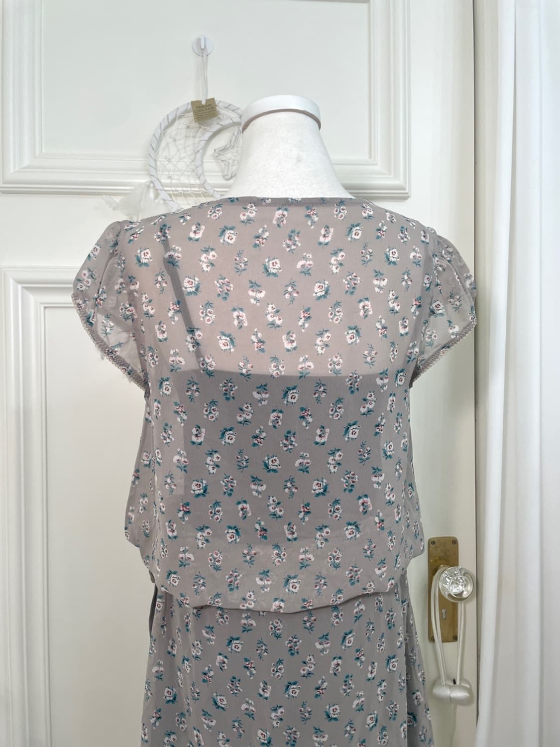 gray flower ruffle shirring mini opc(siz 상품이미지4