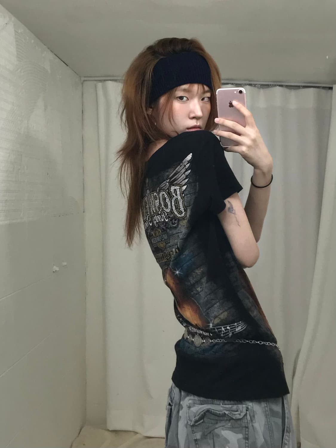 할리데이비슨 큐빅 통기타 브이넥 반팔 티셔츠 상품이미지2