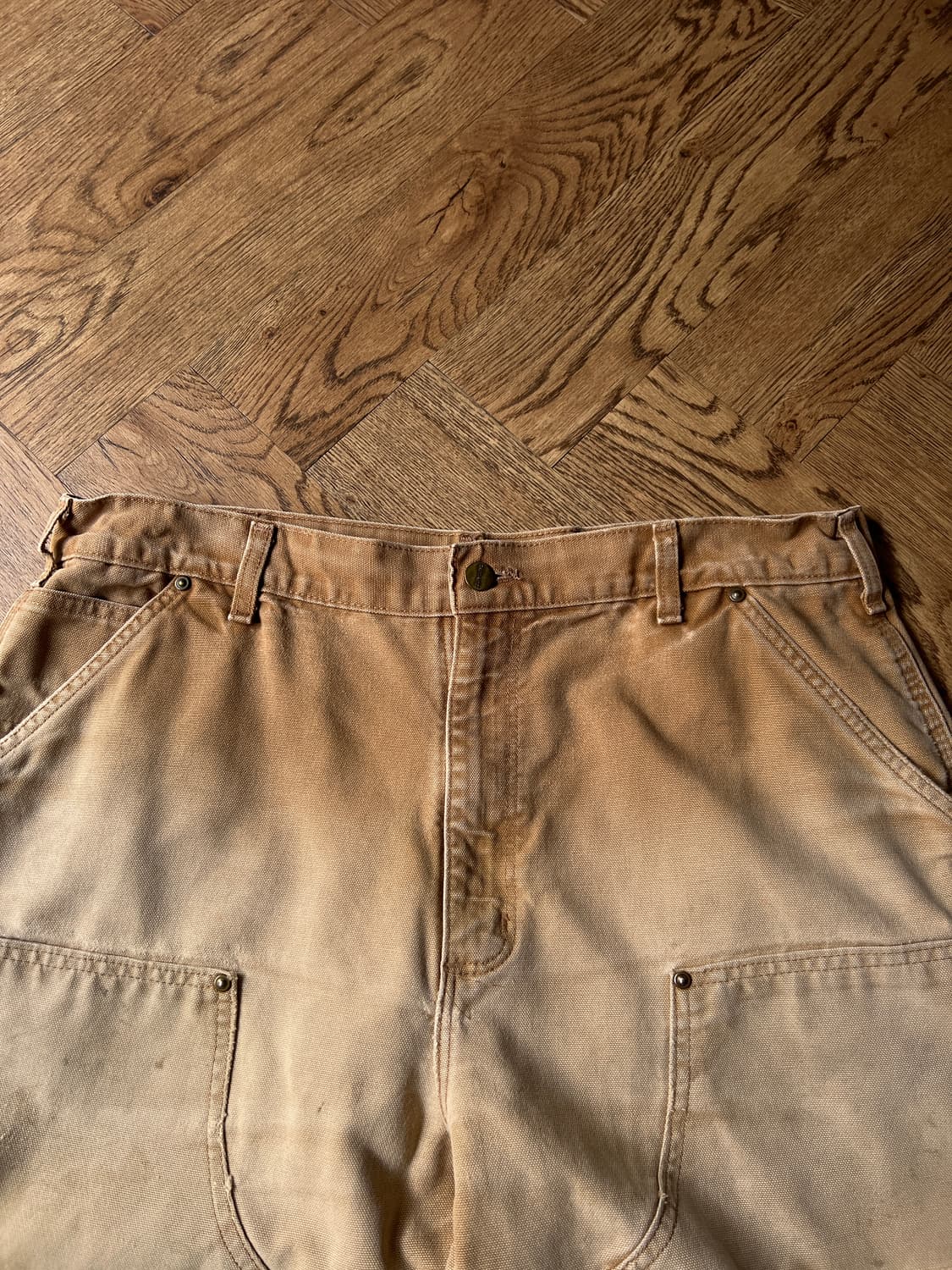 [36]칼하트 USA 더티 디스트로이드 브라운 더블니 워크 팬츠 상품이미지3