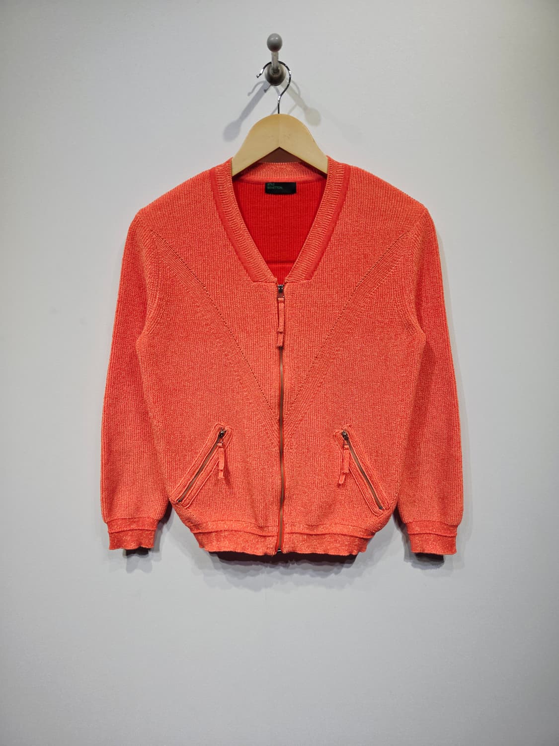 스틸 베네통(STILE BENETTON) 오렌지 니트 집업 가디건 상품이미지2