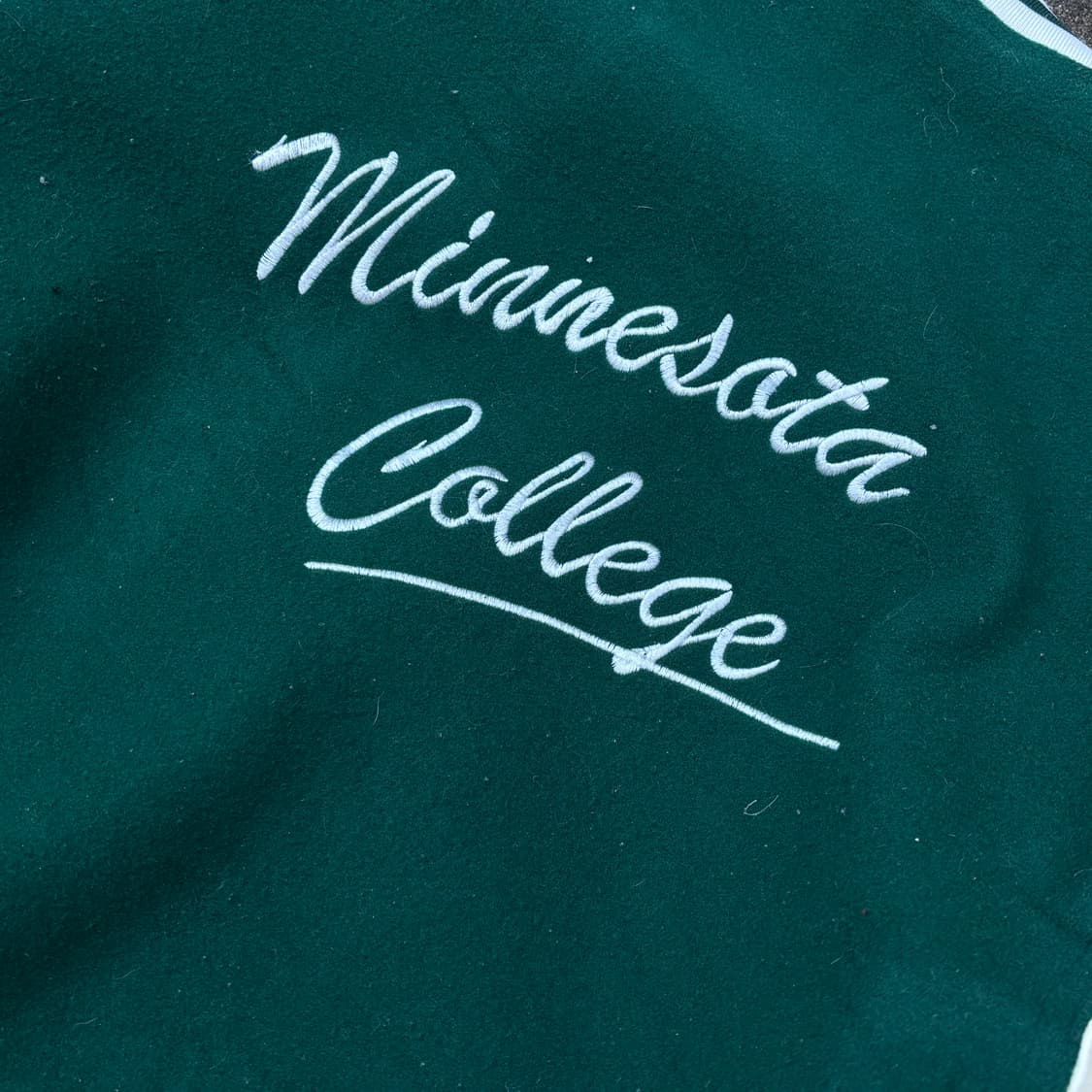 빈티지 리얼레더 그린 자수 바시티자켓 상품이미지6