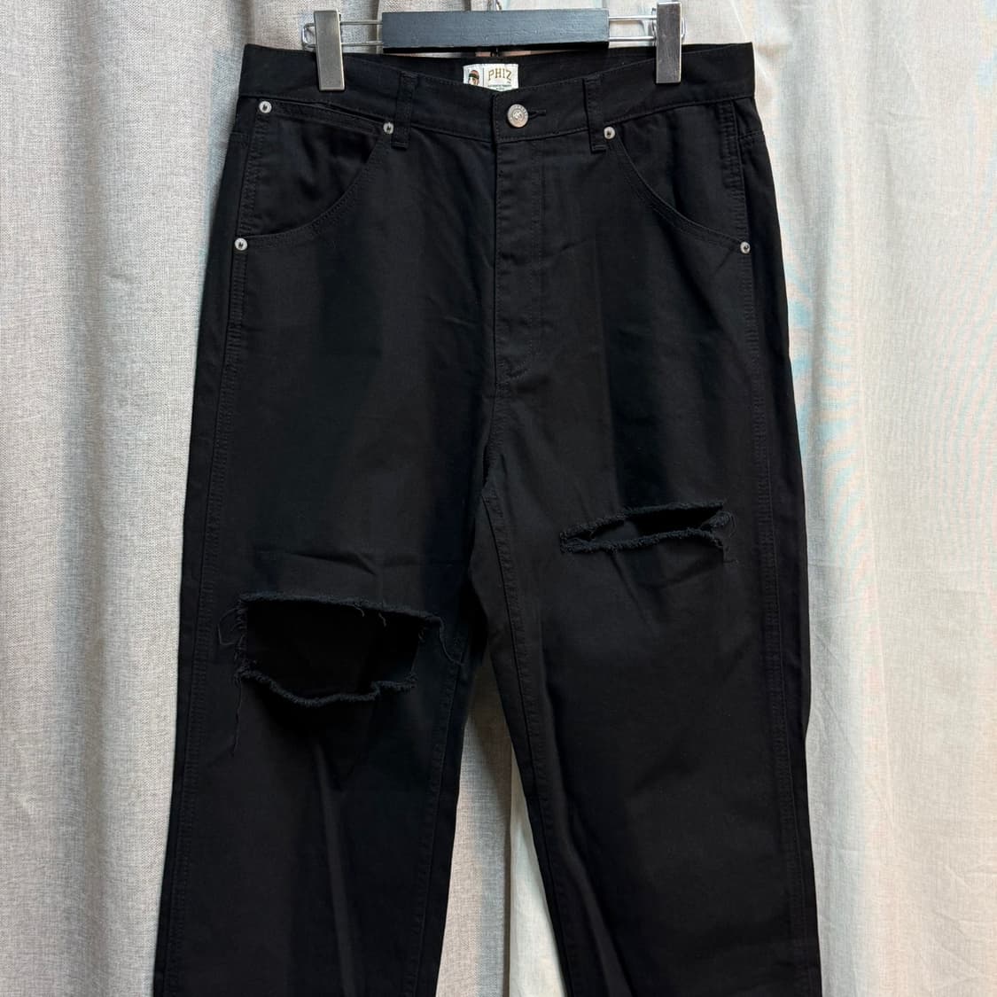 [32] HAZZYS PHIZ 헤지스 피즈 블랙 데미지 팬츠 흑청 상품이미지2