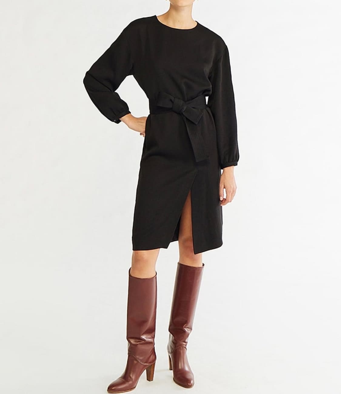 55 텍달린 새상품 바네사브루노 정가70만원 랩스타일 블랙 긴팔 원피스 상품이미지1