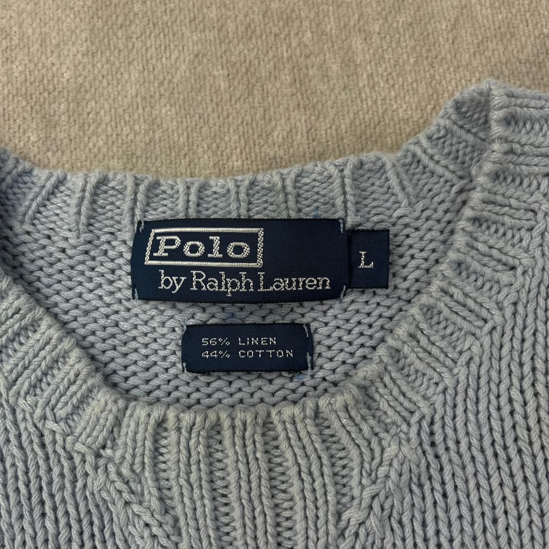 100 폴로랄프로렌 스카이블루 린넨 코튼 니트 상품이미지4