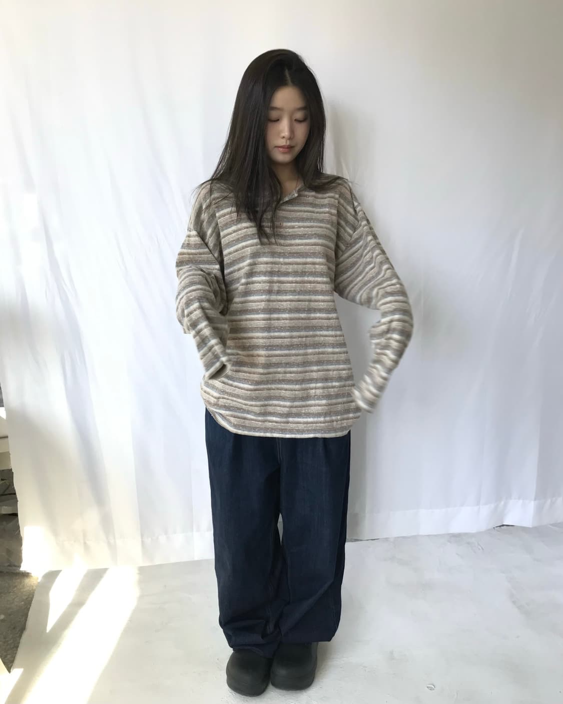 유니클로 90s 스트라이프 헨리 롱슬리브 상품이미지3