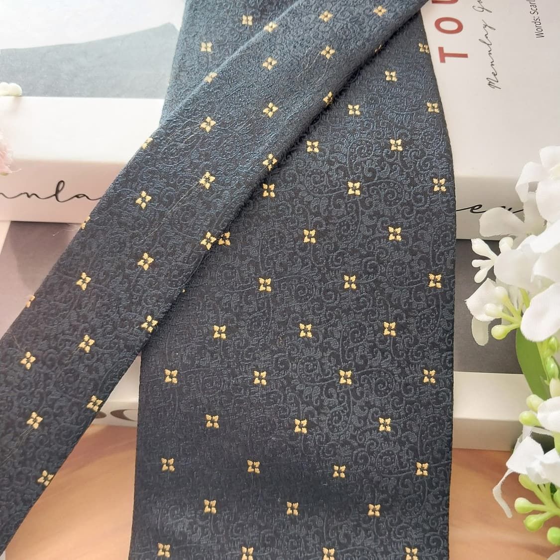 아쿠아스큐텀 실크 네이비 미니 크로스 넥타이 10cm A+등급 K1595 상품이미지4