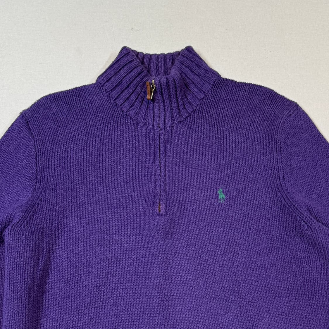 L) 폴로 랄프로렌 헤비코튼 반집업 니트 보라색/퍼플 상품이미지3