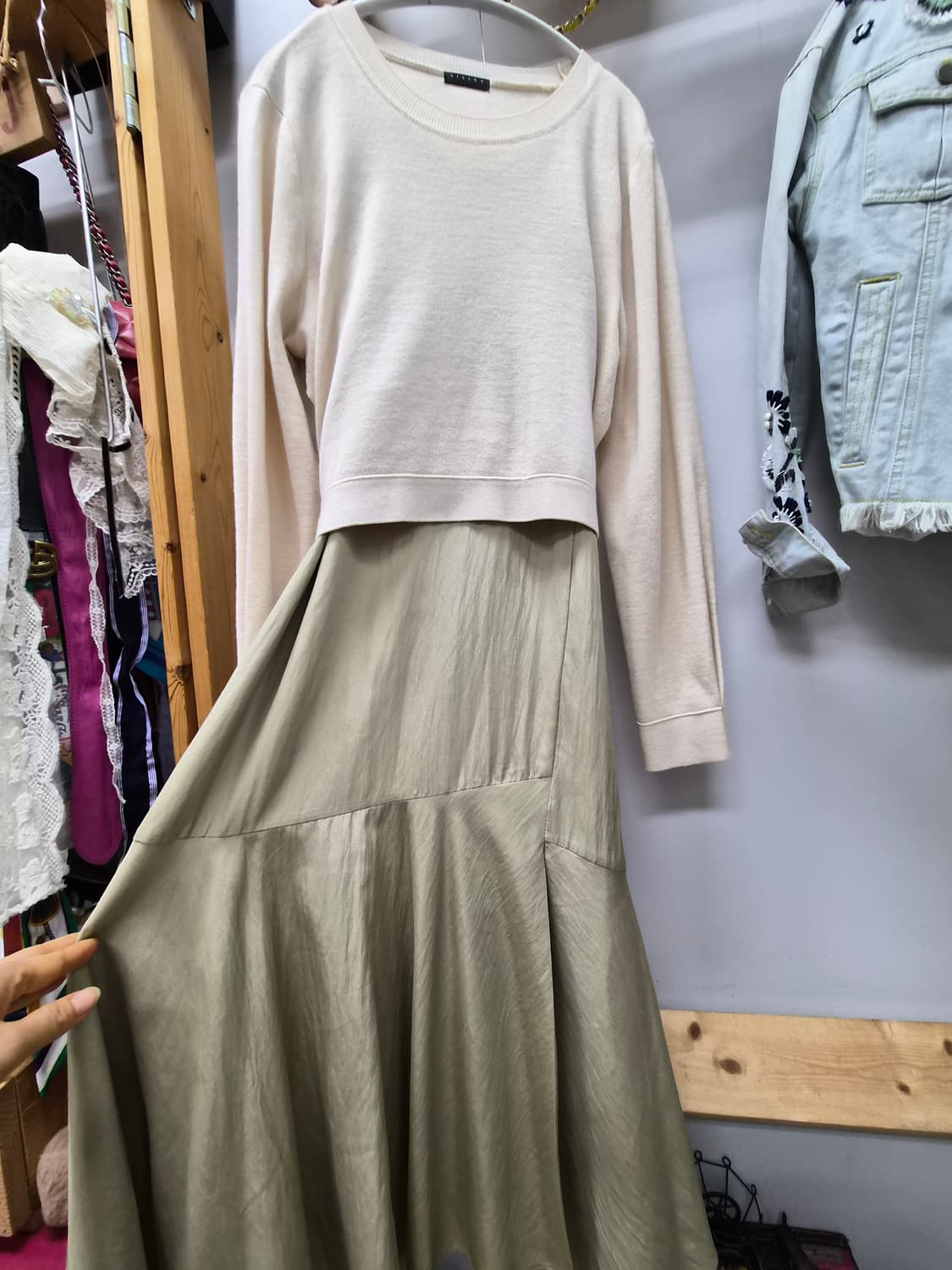 시슬리 SISLEY 레이어드 니트 원피스 상품이미지2