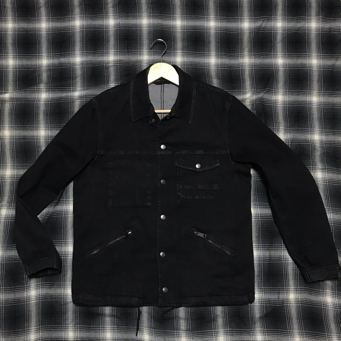 90s 재팬 블랙 워싱 데님 믹스 코치 자켓 상품이미지7