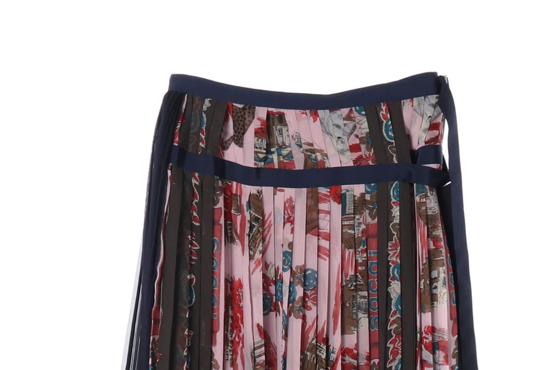 [M]사카이 핑크 스카프 프린트 롱 플리츠 스커트 치마
 상품이미지2