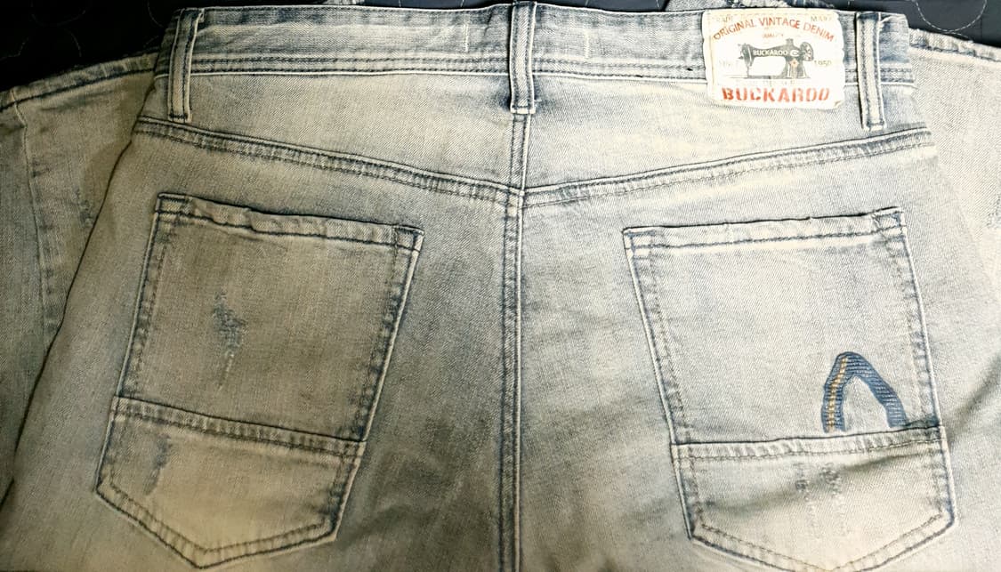 (빈티지) 버커루 디스트로이드 워싱 데님 반바지 라이트블루 (33) 상품이미지2