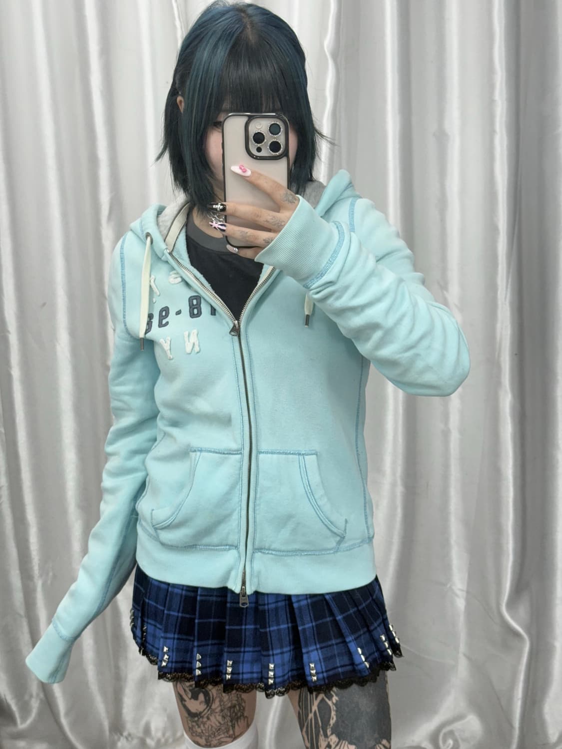 Abercrombie sky blue hood zip-up 상품이미지2