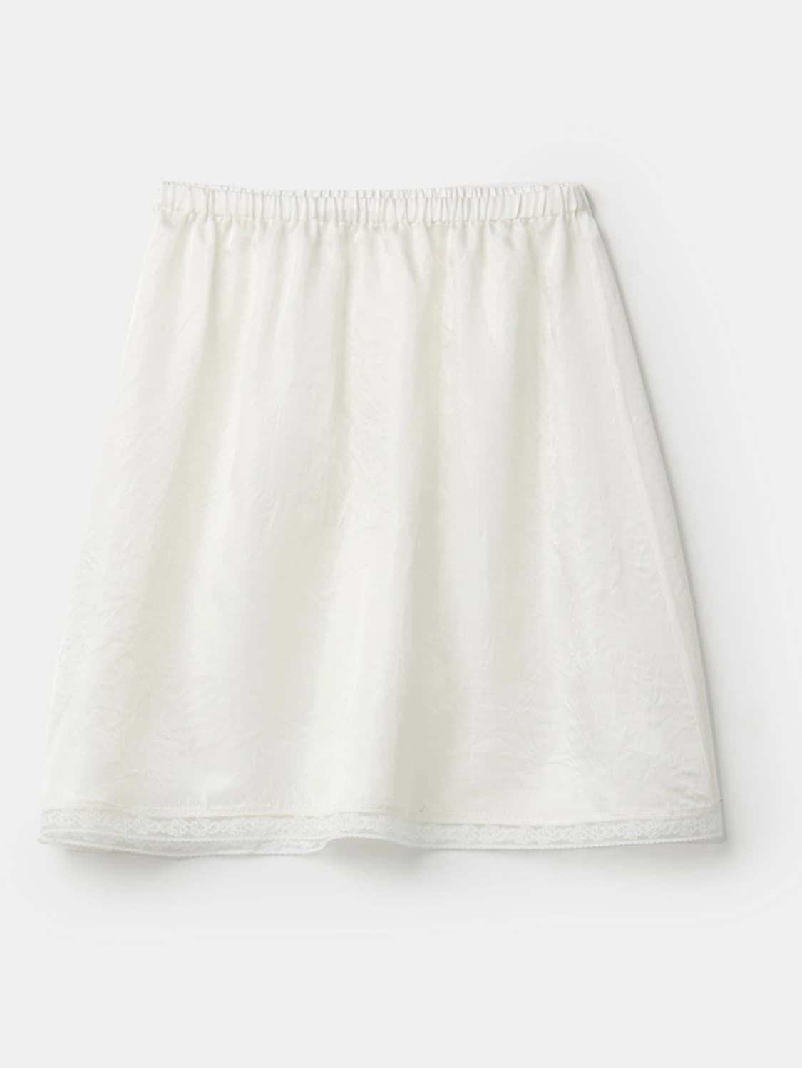 쿠어 우먼 크링클 레이스 미디 스커트 (아이보리) 레이어드 새틴 스커트 상품이미지2
