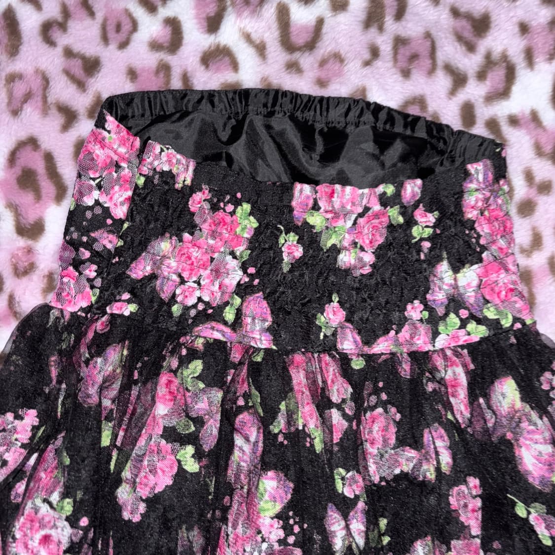 MA*RS 슈가글로즈 튜브 탑 원피스 플로럴 아게하 블랙 핑크 상품이미지3