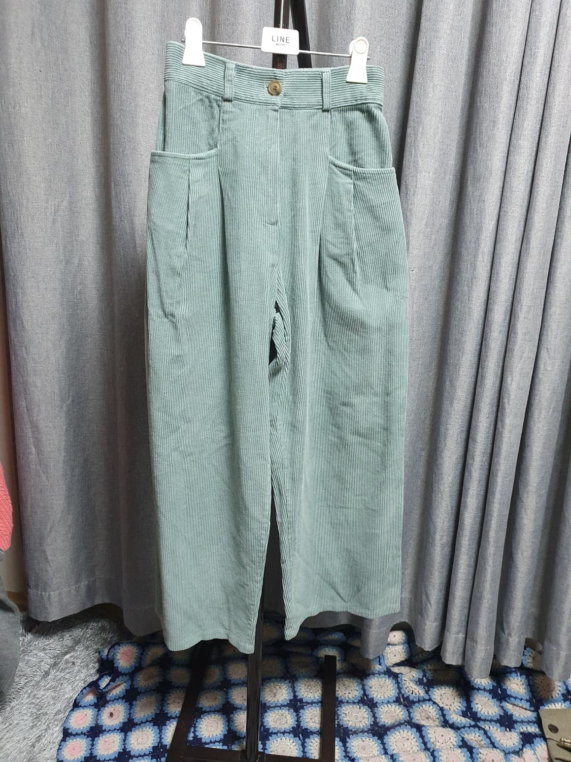 밴딩 코듀로이 민트 팬츠 상품이미지1