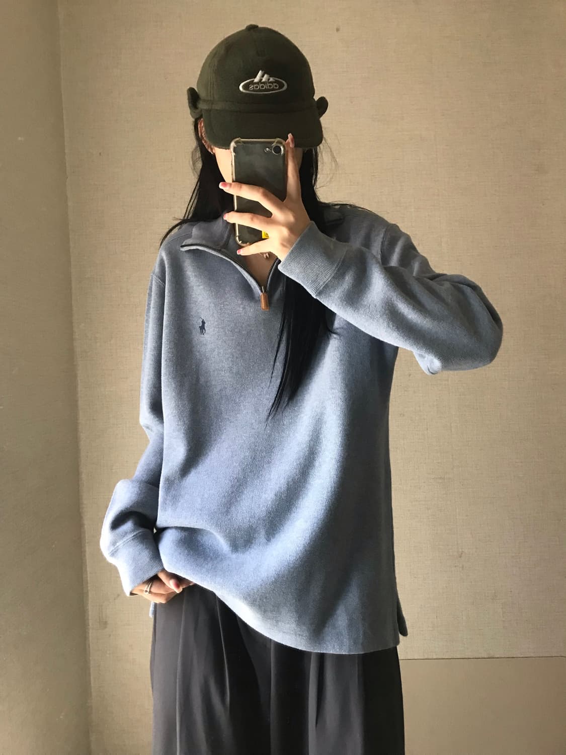 폴로 연하늘 코튼 반집업 상품이미지1