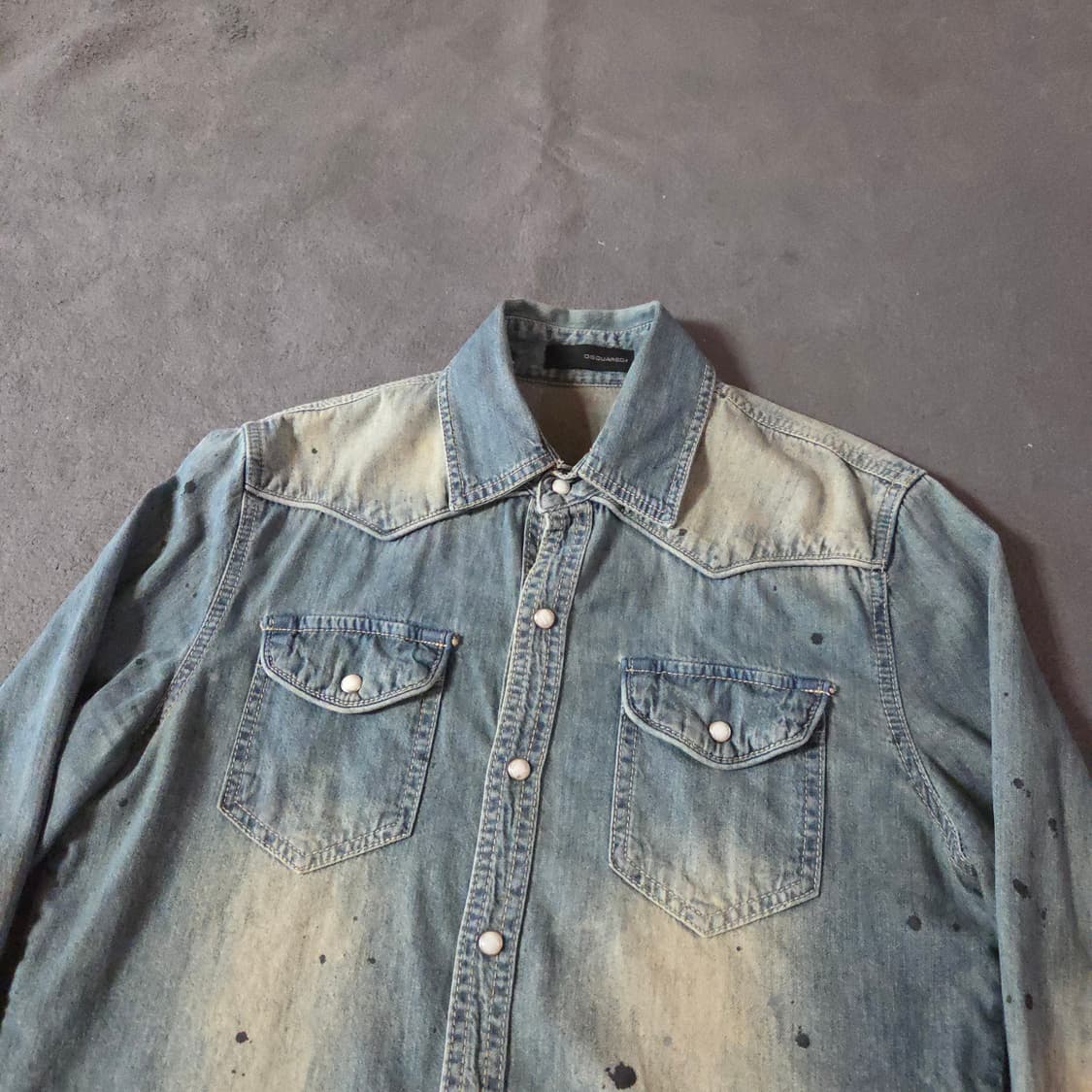 디스퀘어드2 페인팅 워시드 웨스턴 데님 셔츠 M 상품이미지1