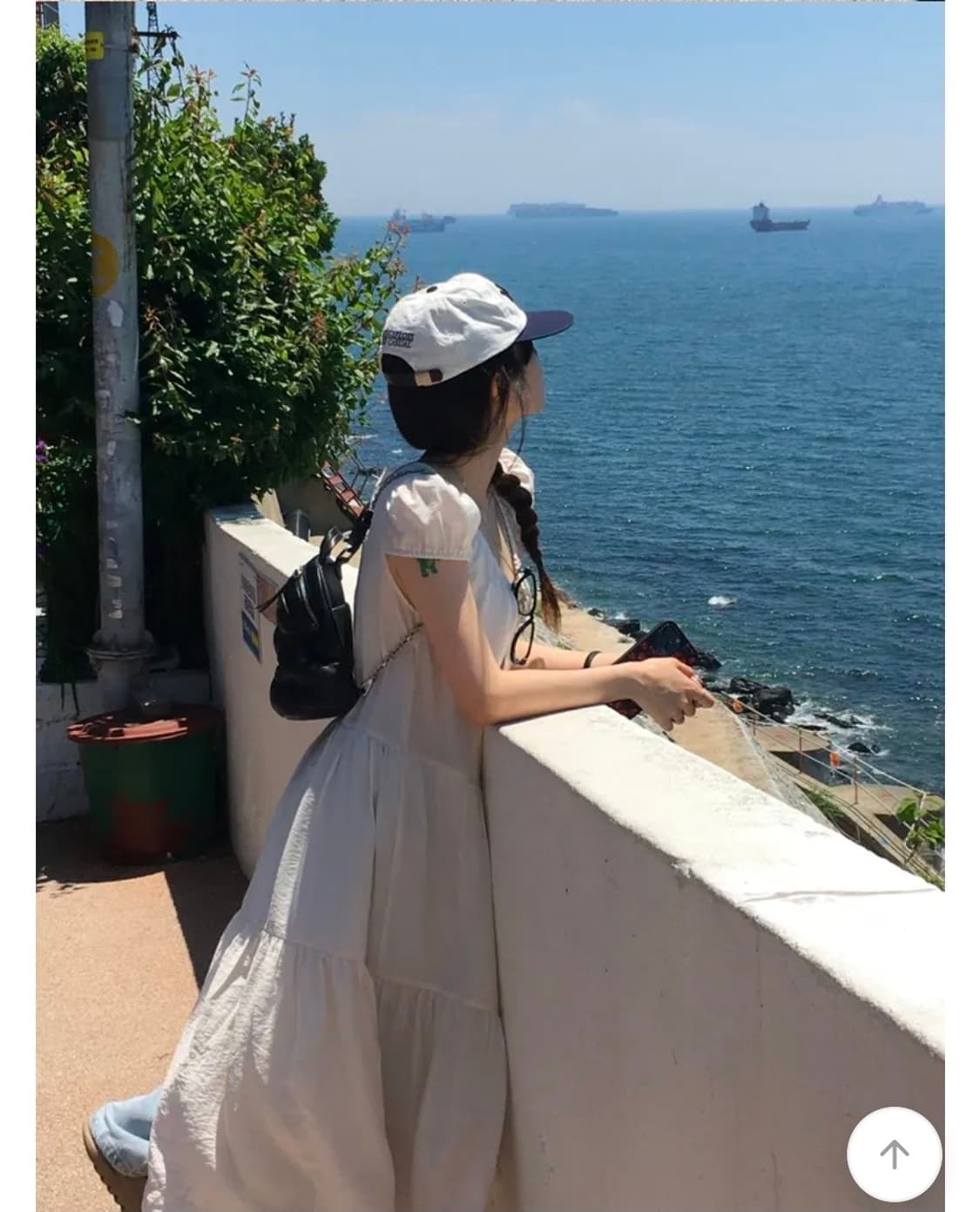 에이블리 롱 반팔 원피스 아이보리 상품이미지3