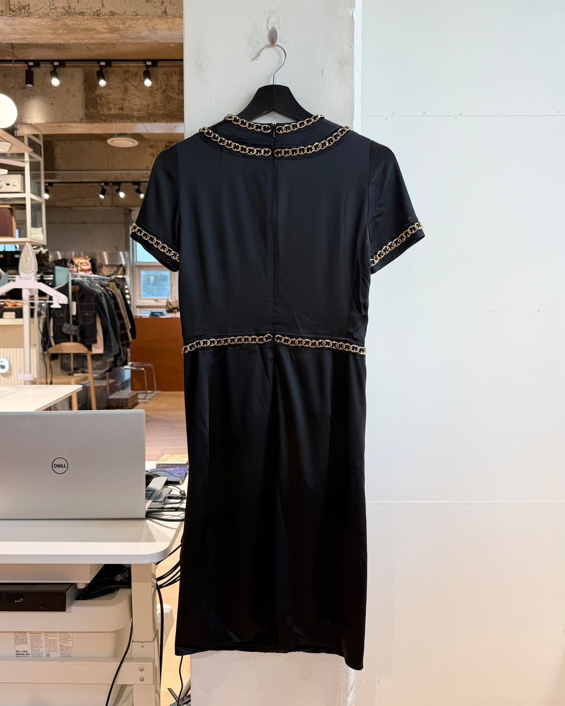 모스키노 블랙 레터링참 레이온 하프원피스  상품이미지5