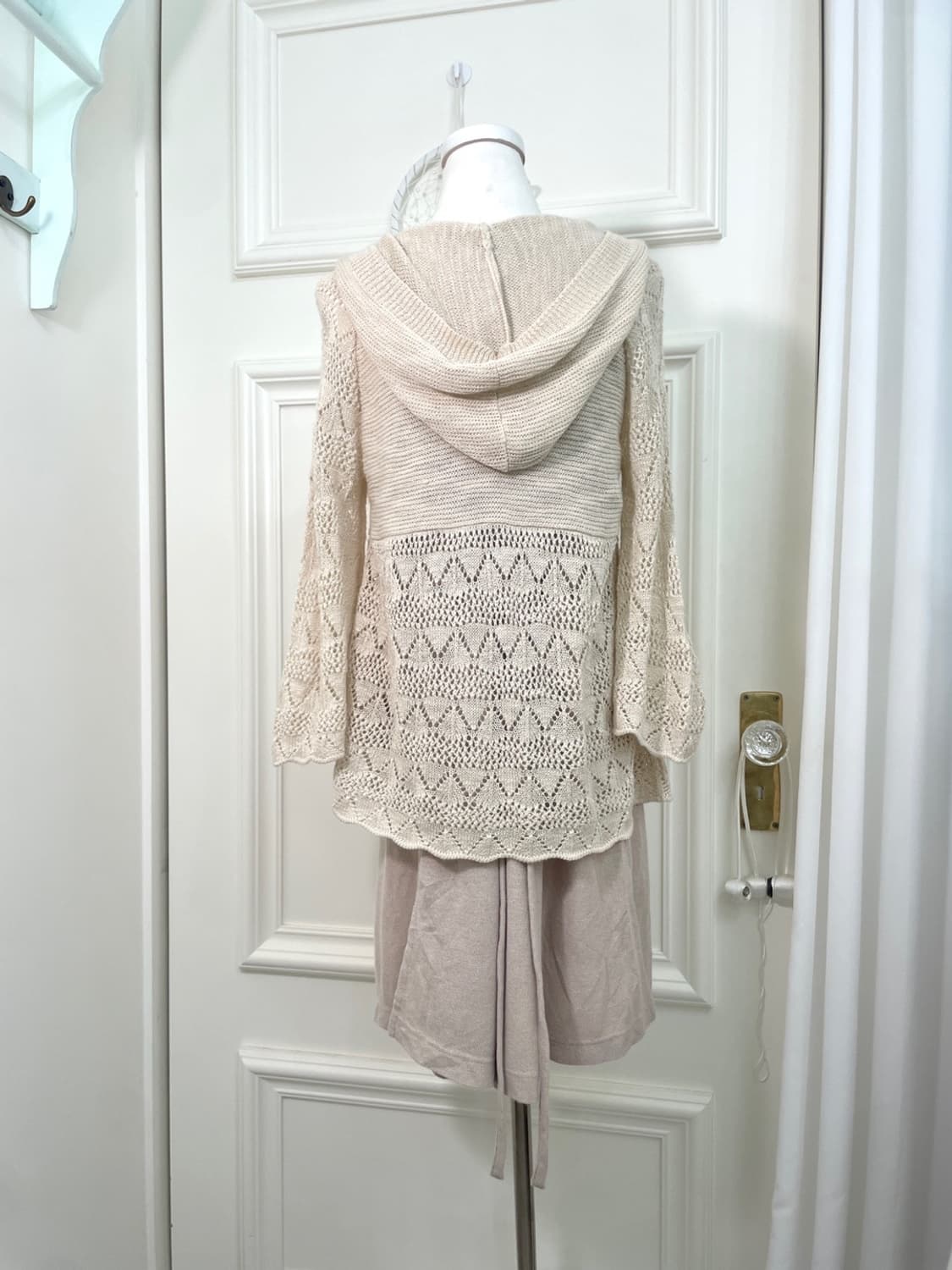 beige crochet mori hoodie cardigan&beige 상품이미지3