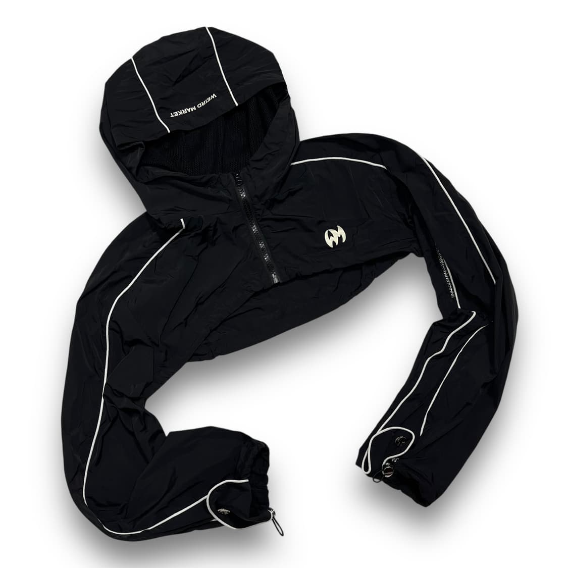 위어드 마켓 후면 빅 로고 크롭 나일론 후디 윈드브레이커 상품이미지1