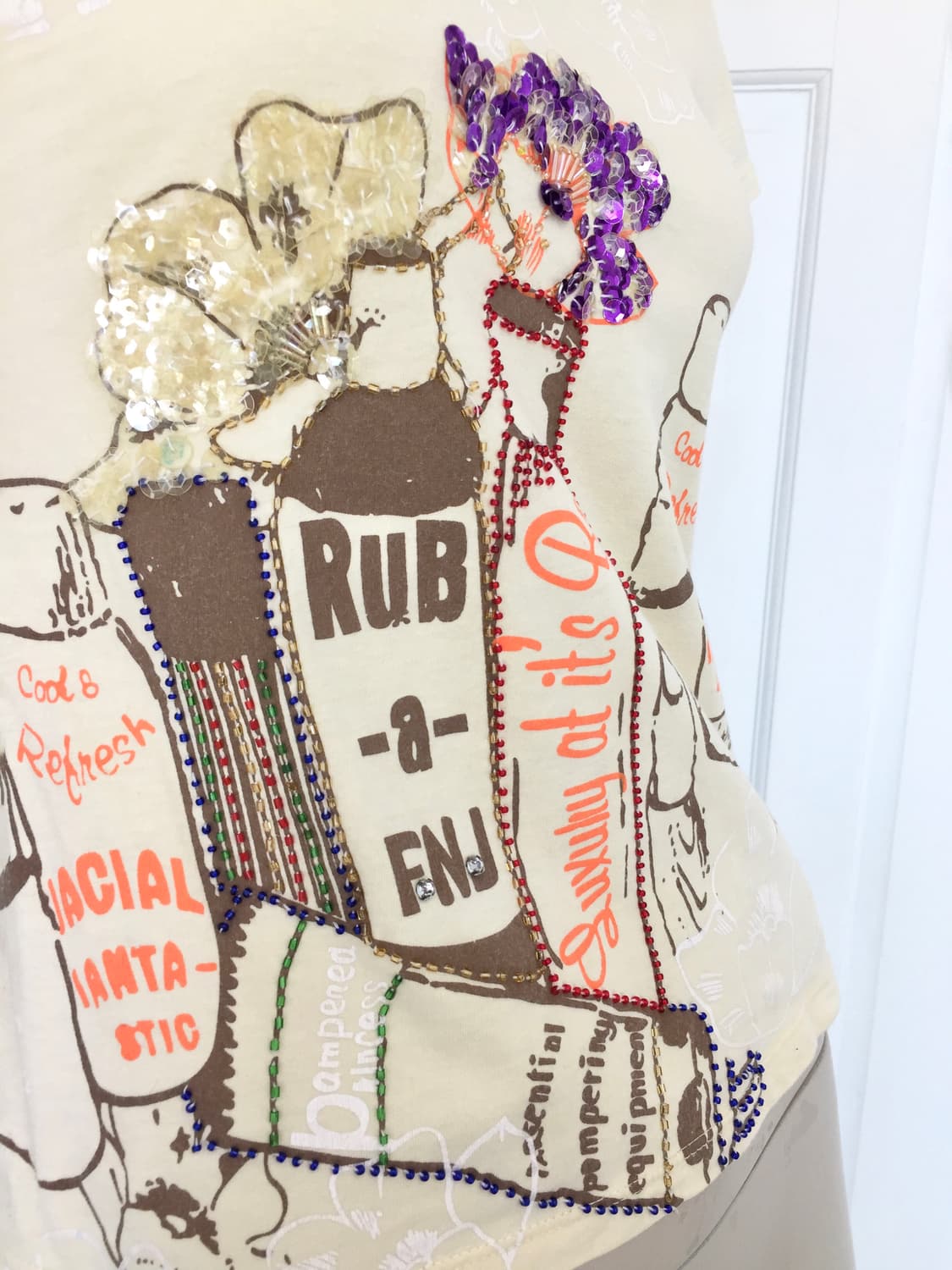 Cream Sequin Embellished Top 상품이미지4