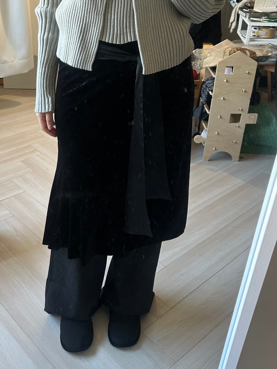 [CARA O CRUZ] black triacetate velvet sk 상품이미지5