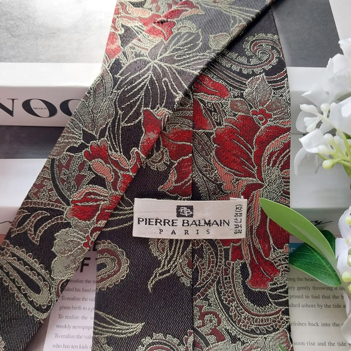 발망 실크 블랙 플라워 아트 자카드 넥타이 9.6cm A+등급 K1603 상품이미지6