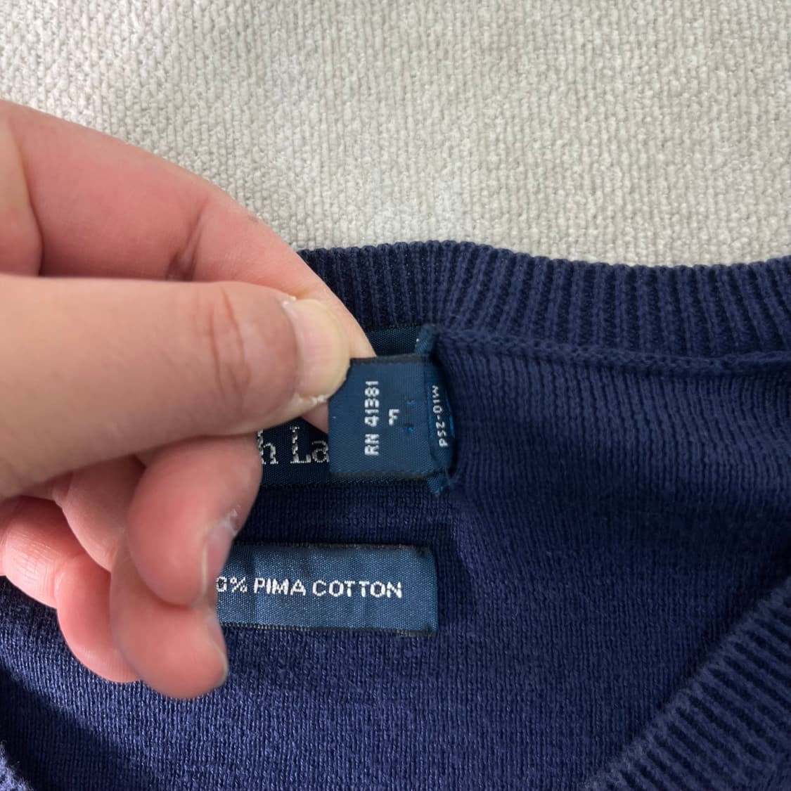 100 폴로랄프로렌 피마코튼 브이넥 네이비 니트 상품이미지4