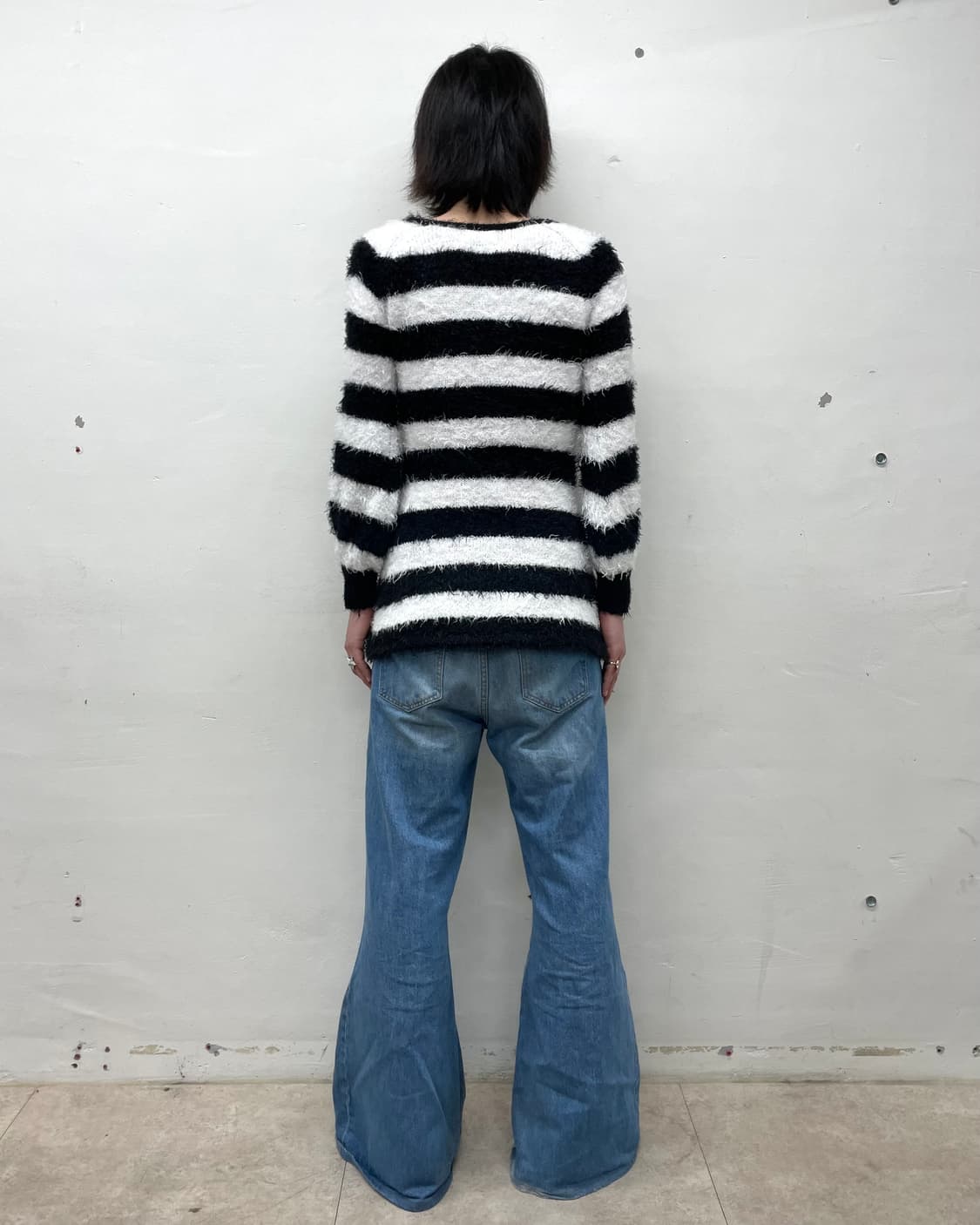 Stripe fur balloon knitwear  상품이미지5