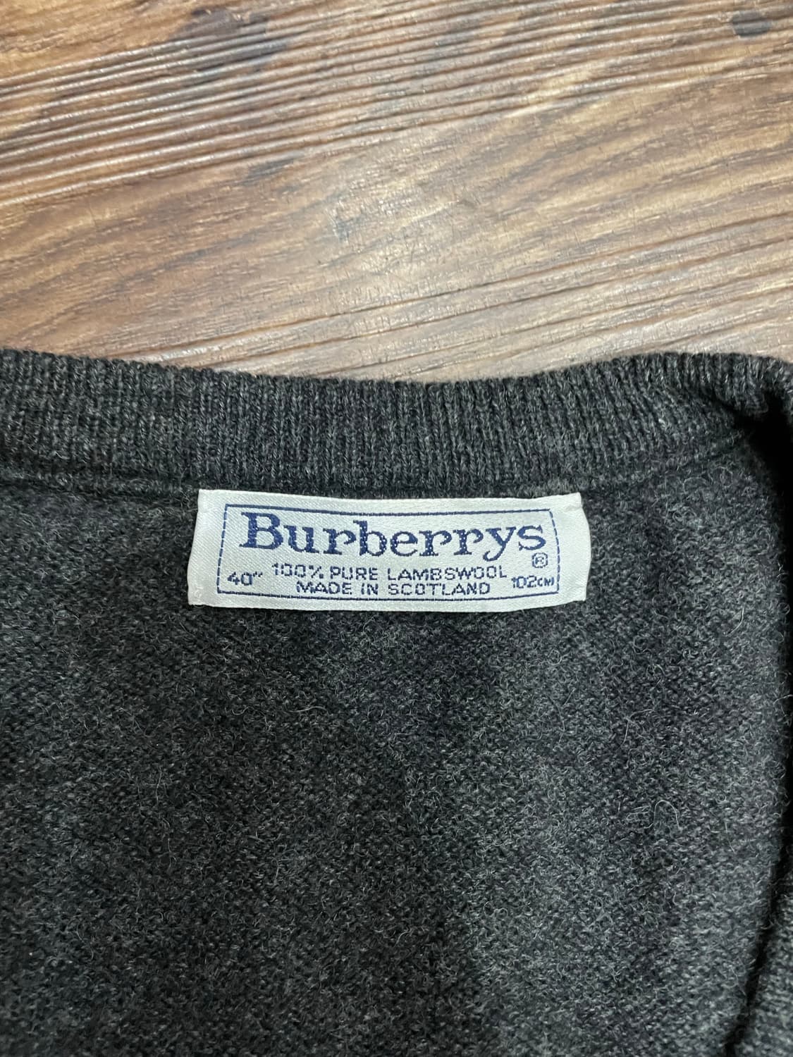 90s 버버리 퓨어 램스울 스웨터 니트 그레이 상품이미지7