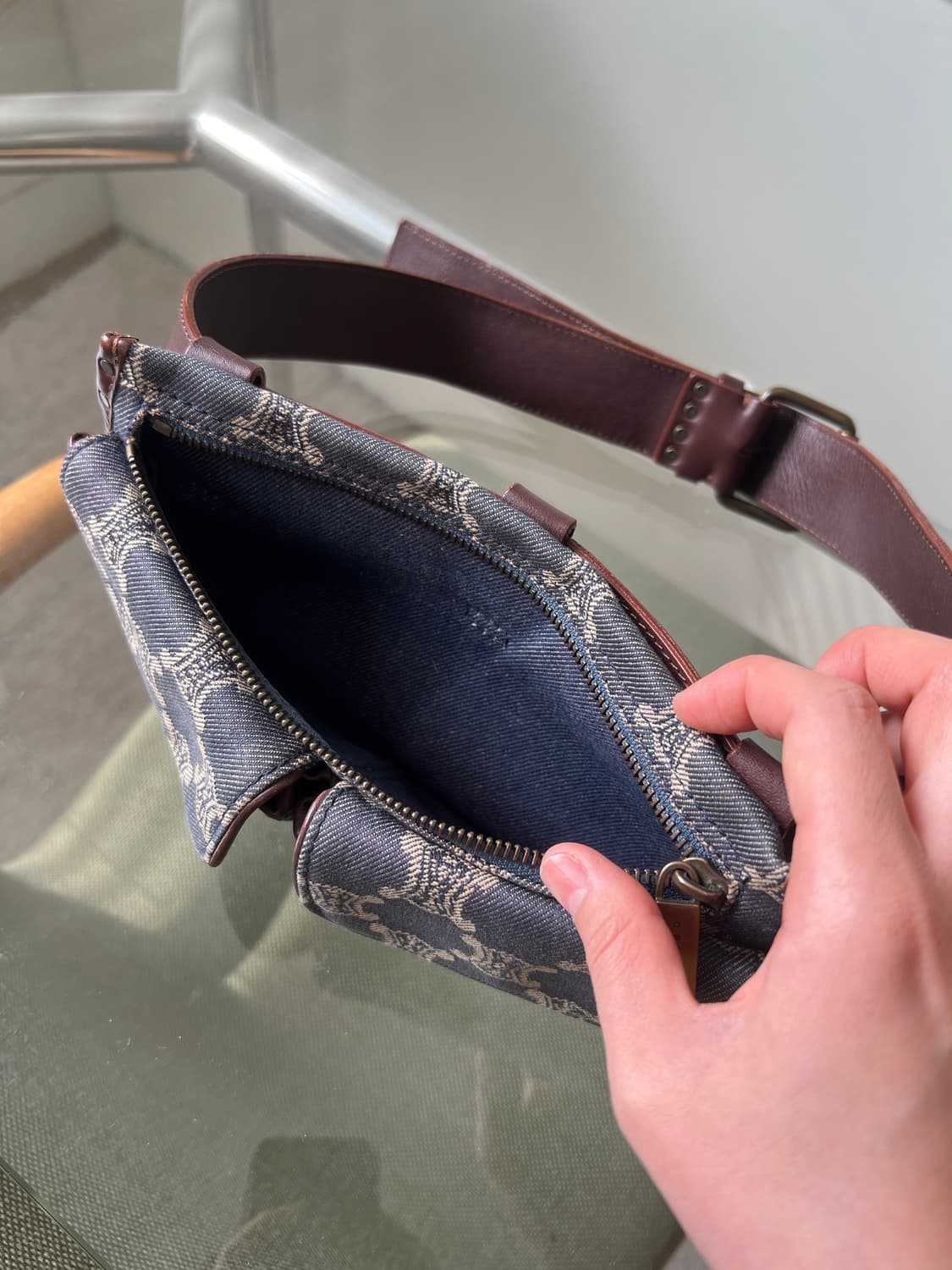 빈티지 셀린 트리옹프 데님 벨트백 상품이미지7