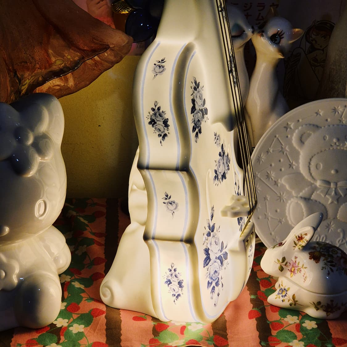 70s 이탈리아 드먼 포셀린 플로랄 바이올린 빅 램프 상품이미지10